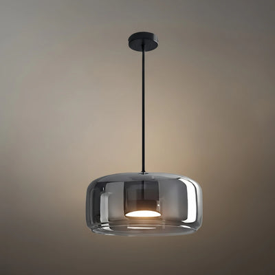 Vetro Modern Hand-Blown Pendant Lamp — Smoked Glass & Metal Accent for Kitchen Island