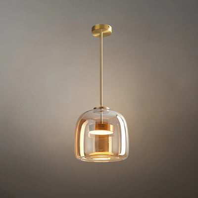 Vetro Modern Hand-Blown Pendant Lamp — Smoked Glass & Metal Accent for Kitchen Island