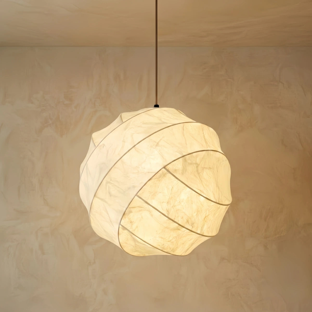 Sandora Natural Silk Pendant Light -- Beige Natural Mulberry for Dining Room