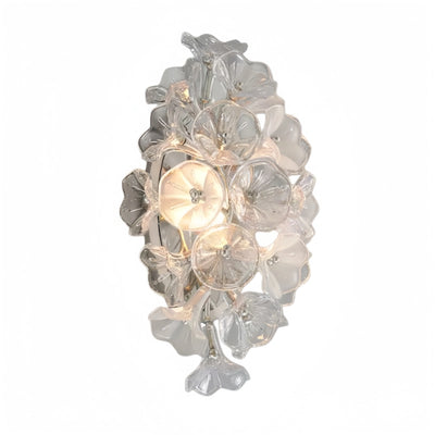 Lámpara de araña moderna de rama Velora – Flor de cristal de cobre y plata para sala de estar / dormitorio
