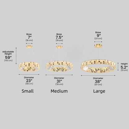 Excelis Modern Layered Alabaster Ring Chandelier – Brushed Gold Stainless Steel Framea