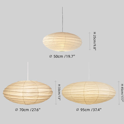 Japanese Washi Pendant Light — Mulberry Paper & Bamboo Frame for Dining Room