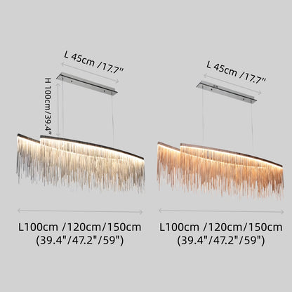 Gold or Chrome Pendant Light – Luxury Tassel Metal Fixture for Dining Room