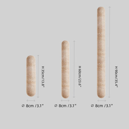 Travertine Pillar Wall Lamp — Slender Carved Stone with Back Glow