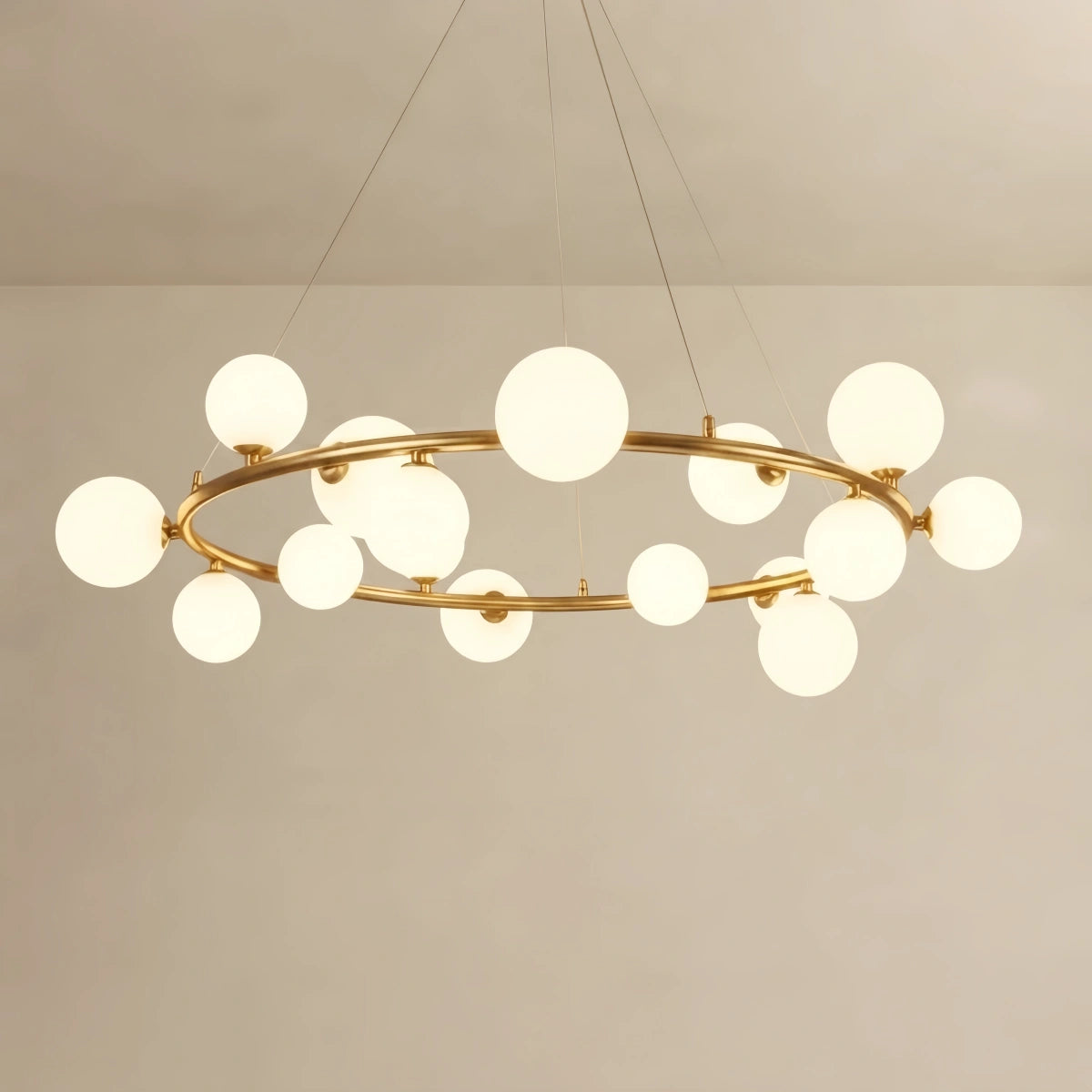 Nebula Art Deco Gold Chandelier - Metal Frame with Bubble Design for Living Room
