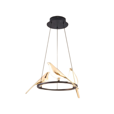 Modern Bird Chandelier – Gold Acrylic Magpie Design for Contemporary Luxury Interiors