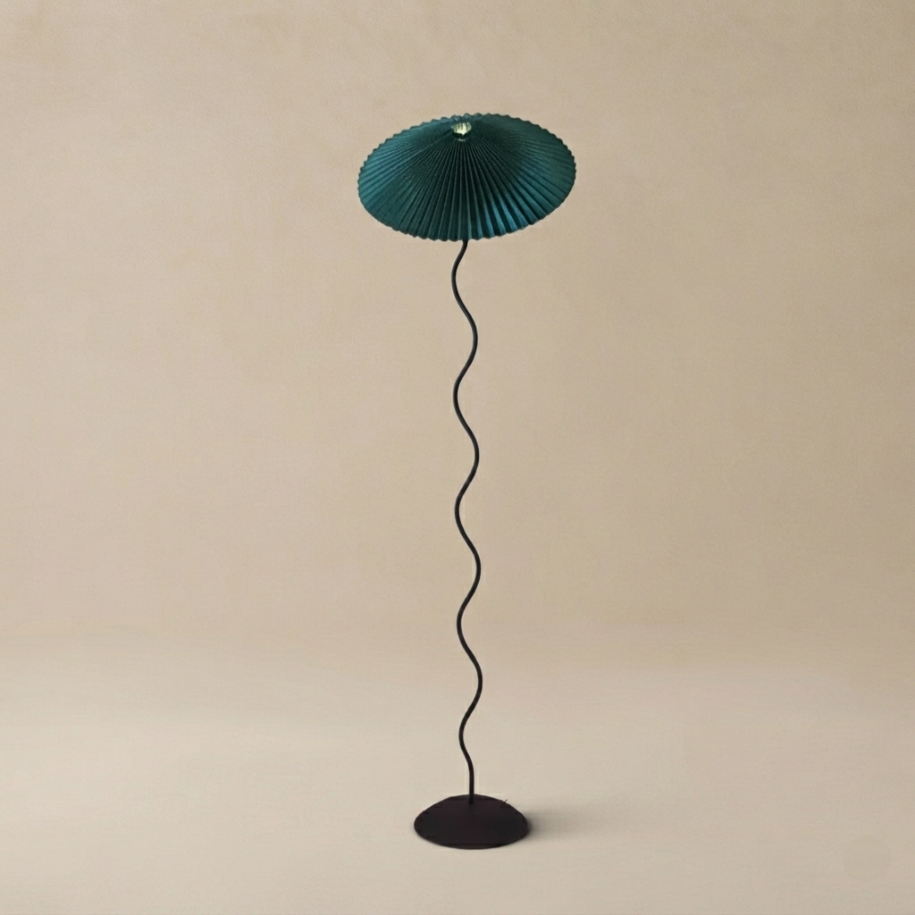Zenno Modern Floor Lamp - Green/Red/White Metal & Fabric for Bedroom