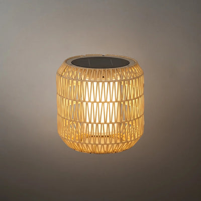 Lámpara de exterior Zenno Farmhouse - Farol de ratán de madera y metal