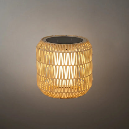 Zenno Landhaus-Außenleuchte - Laterne aus Holz und Metall/Rattan