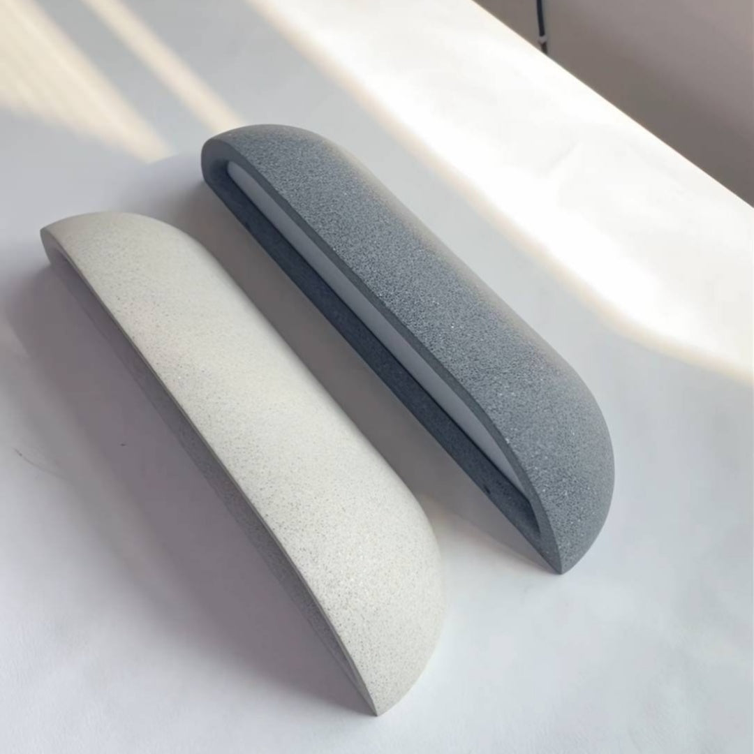 Aplique de pared exterior moderno Arcato con arco — Metal/Piedra negro/blanco para exteriores