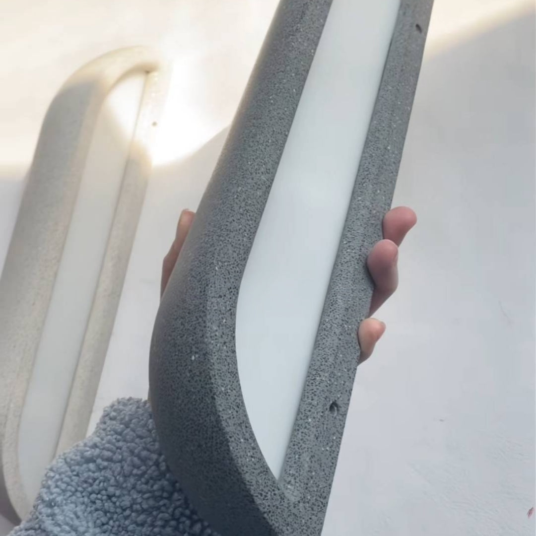 Aplique de pared exterior moderno Arcato con arco — Metal/Piedra negro/blanco para exteriores