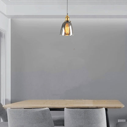Irondale Industrial Glass Pendant Light – Clear/Amber/Smoke Grey for Dining Room