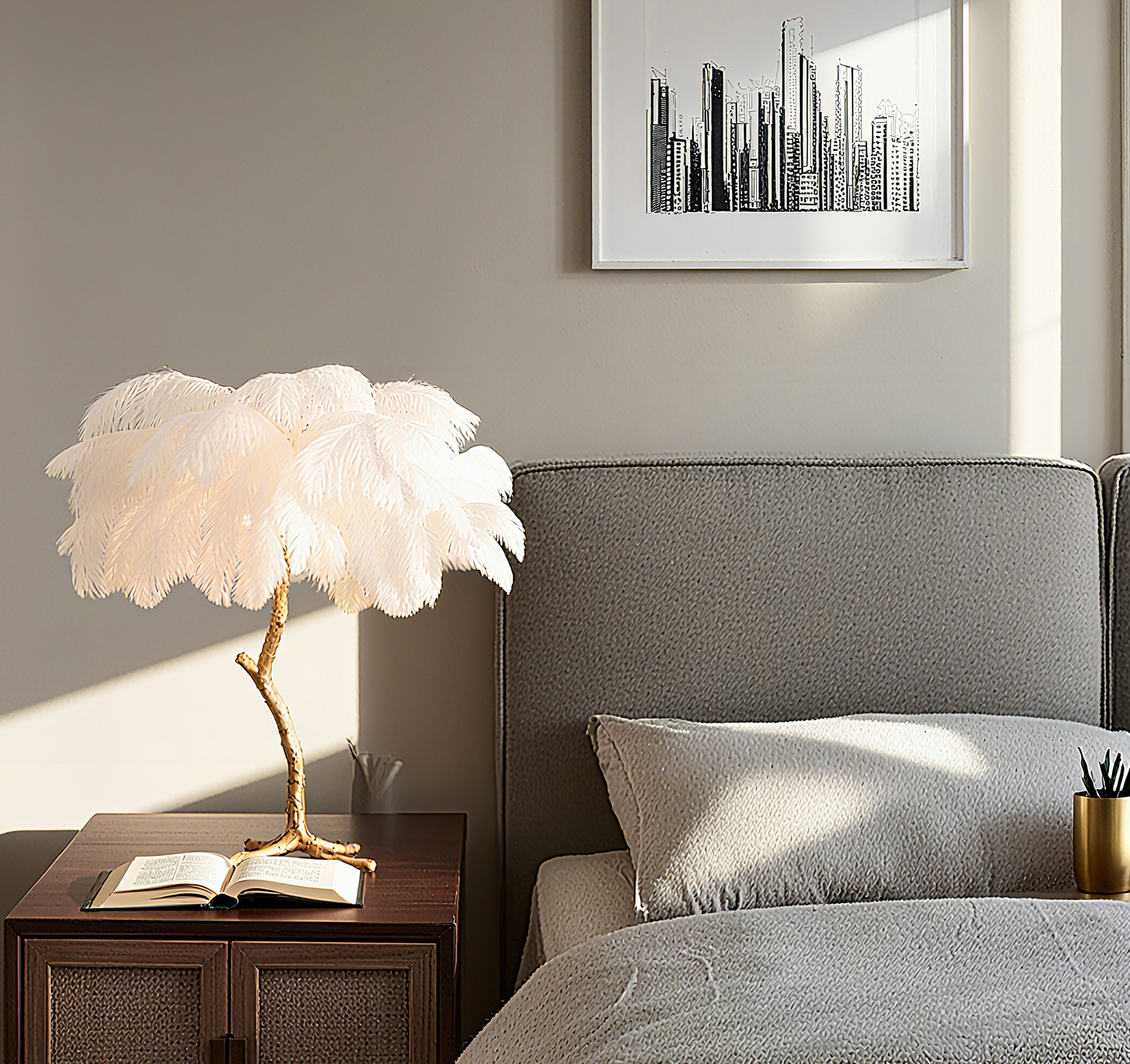 Lunara Nordic Feather Floor & Table Lamp – Luxury Lighting in 9 Colors Options Indoor