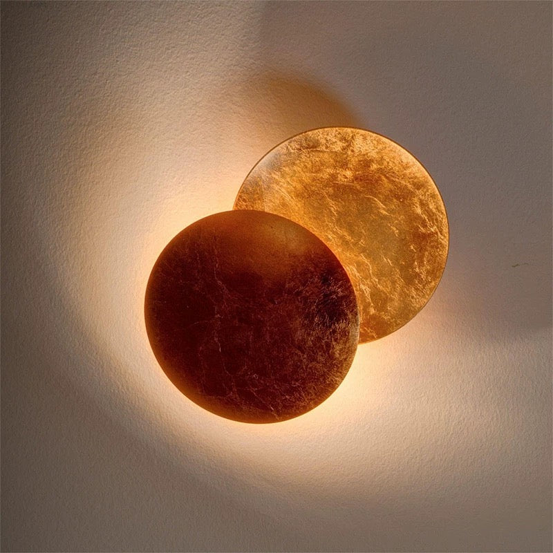 Lunara Nordic Moon LED Wall Lamp – Metal Gold/Red Copper for Bedroom