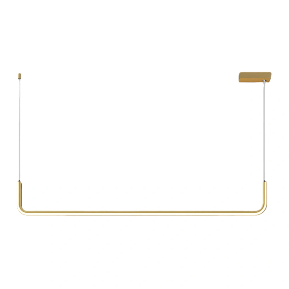 Lámpara colgante lineal minimalista Arcato – Metal negro/dorado/acrílico para comedor