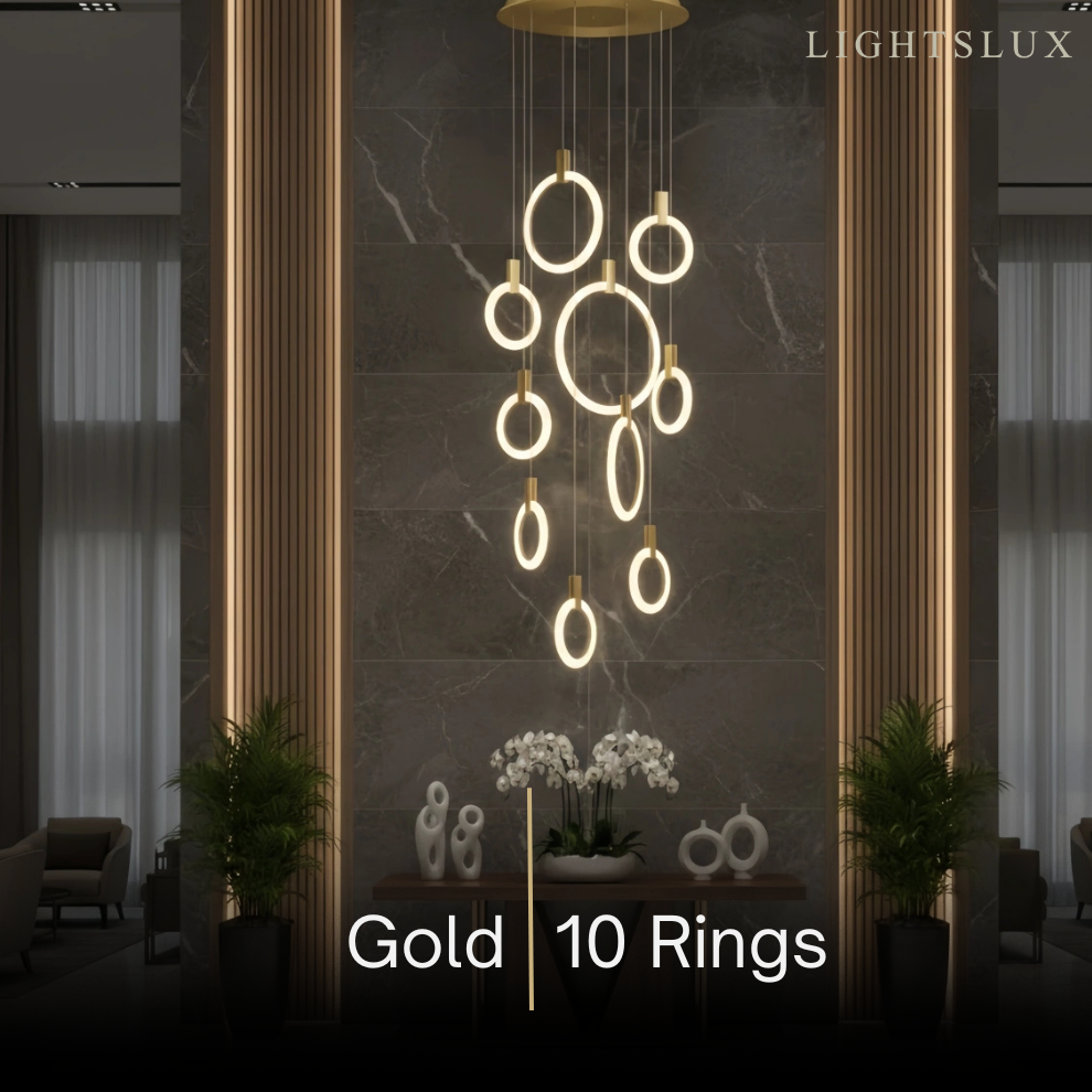 Excelis Luxury Layered Ring Chandelier – Concentric Design for Staircase & Living Room