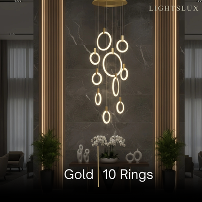 Excelis Luxury Layered Ring Chandelier – Concentric Design for Staircase & Living Room