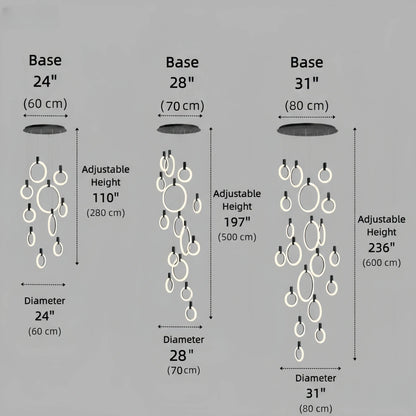 Excelis Luxury Layered Ring Chandelier – Concentric Design for Staircase & Living Room