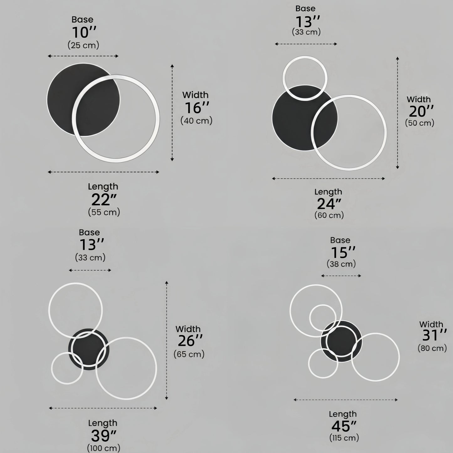 Nebula Ring Black/Gold Celing Light, 4Style, for Bedroom/Living Room/Commercial