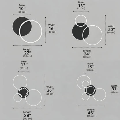 Nebula Ring Black/Gold Celing Light, 4Style, for Bedroom/Living Room/Commercial