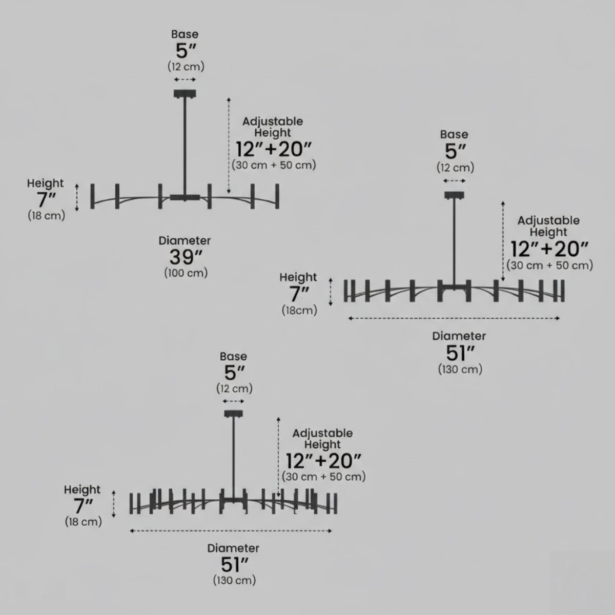 Nebula Modern Contemporary Candle Chandelier with Adjustable