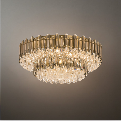 Luxury Crystal Flush Mount Chandelier – Smoky/Clear Dimmable for Living Room