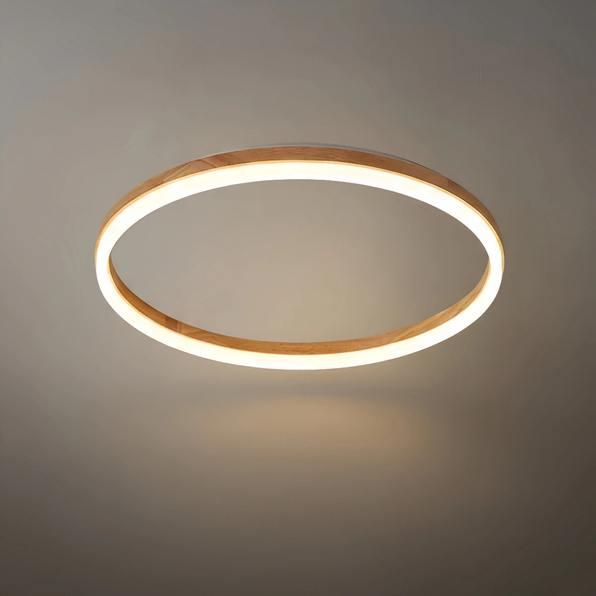 Zenno Minimalist Ring Dimmable Flush Mount Ceiling Light – Wood & Acrylic for Bedroom