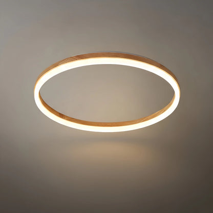 Zenno Minimalist Ring Dimmable Flush Mount Ceiling Light – Wood & Acrylic for Bedroom