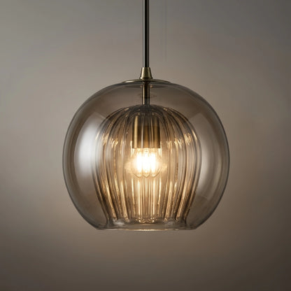 Lámpara colgante Vetro Nordic Globe – Cristal transparente o ámbar para dormitorio
