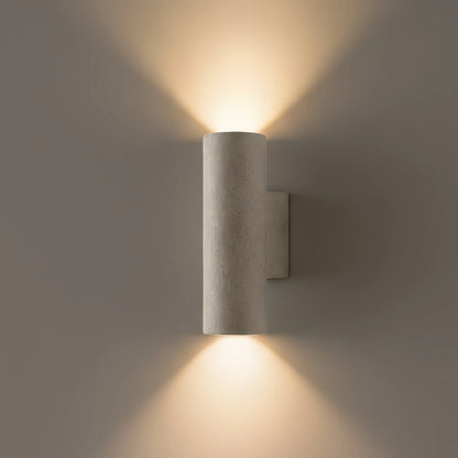 Lámpara de pared exterior Arcato - Moderna, cilíndrica de cemento blanco y negro