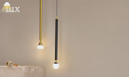 Arcato Modern Metal Pendant Light - Linear Black/Gold Bedroom