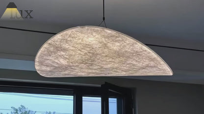 Crema Art Deco White Pendant Light – Curved Metal Design for Dining Room