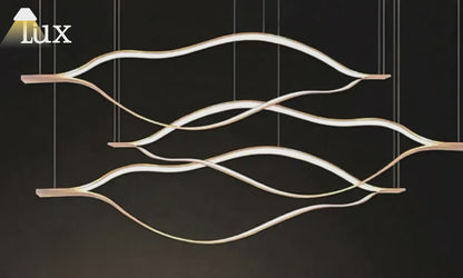 Velora Modern Linear Pendant Light - Gold Metal Hanging Fixture for Living Room