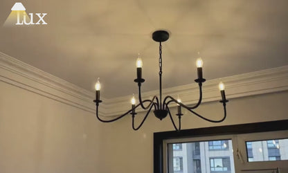 Excelis Royal Candle Chandelier - Black/Gold Metal for Bedroom