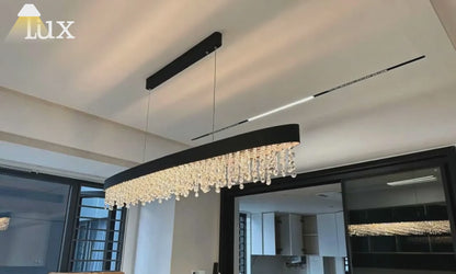 Excelis Royal Crystal Pendant Light - 4-Color Dining Room/Kitchen Island (Dimmable)