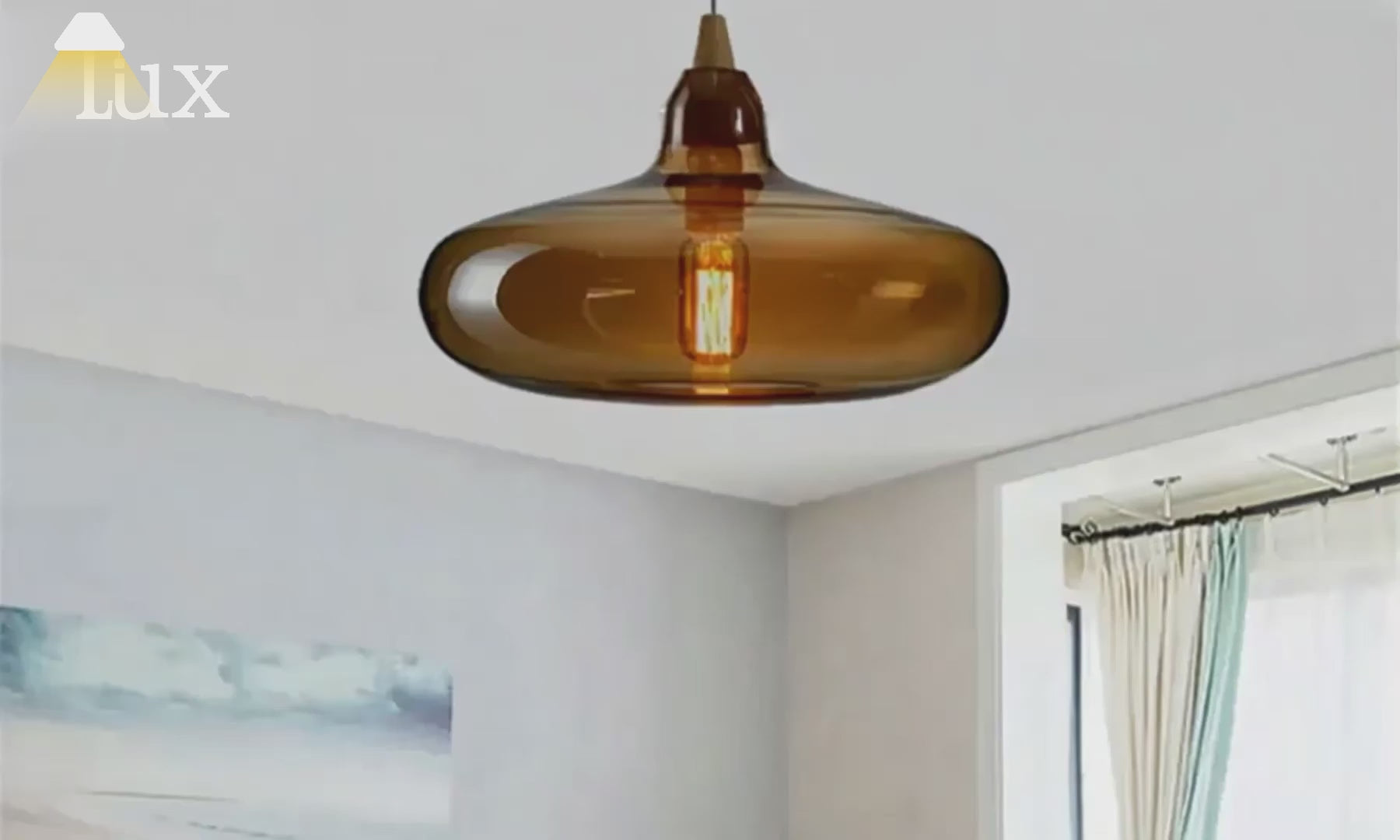 Lámpara colgante moderna de cristal Vetro — Ámbar para comedor