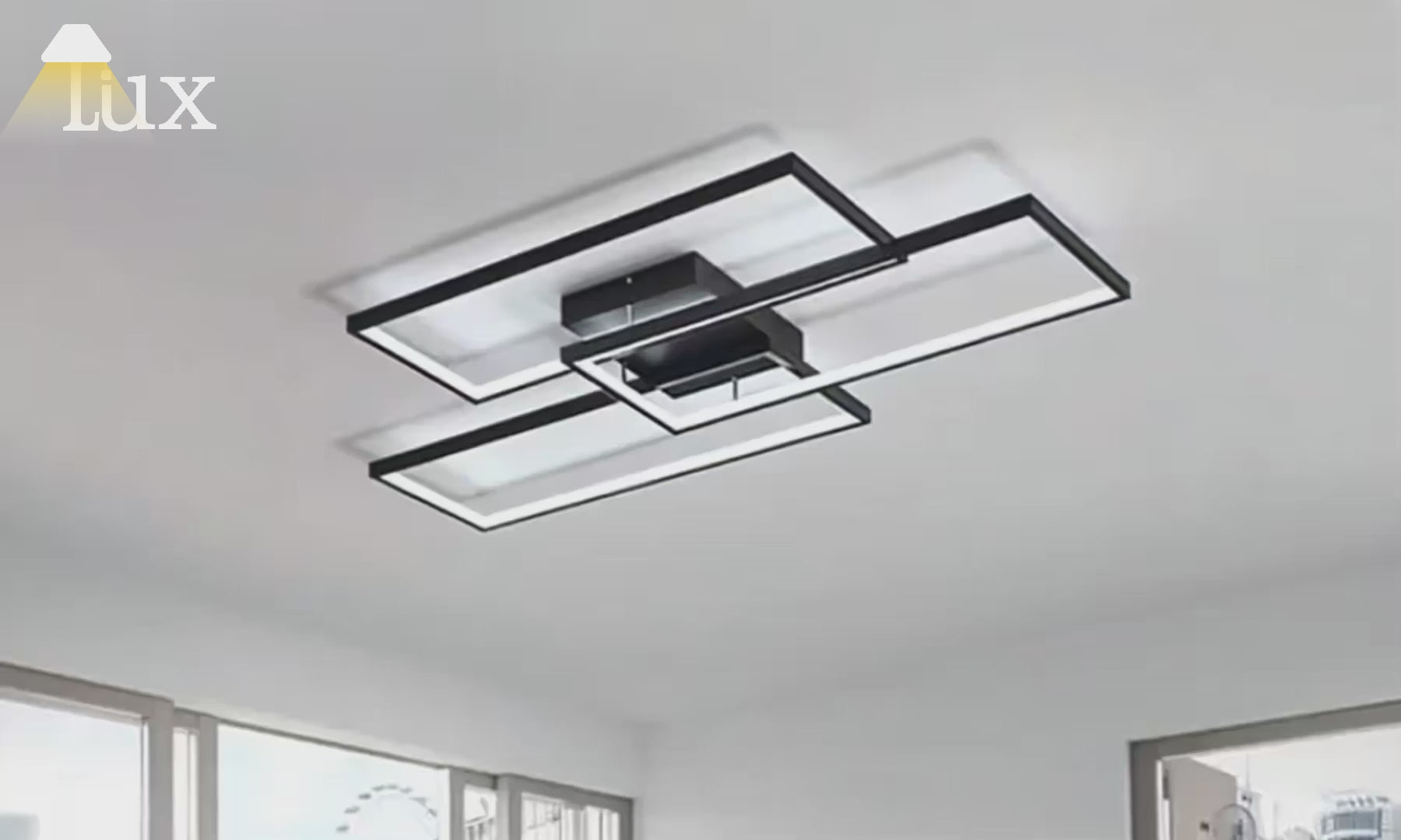 Lámpara de techo regulable Arcato Modern - Rectangular negra/dorada para dormitorio/sala de estar