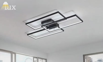 Arcato Modern Dimmable Ceiling Light - Black/Gold Rectangular for Bedroom/Living Room