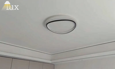 Lámpara de techo circular moderna Velora — Regulable, de metal blanco/negro, ideal para estudio