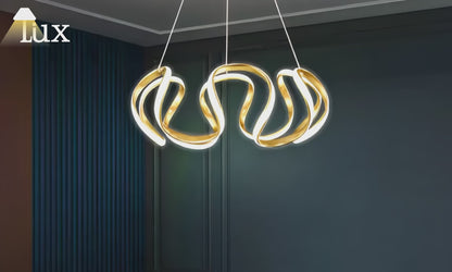 Excelis Modern Wave Pendant Light - Grey/Coffee/Gold for Dining Room
