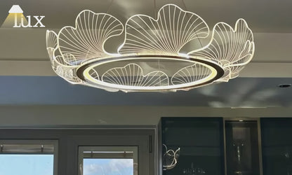 Excelis Modern Metal/Acrylic Pendant Light - Petal Shaped Gold for Living Room