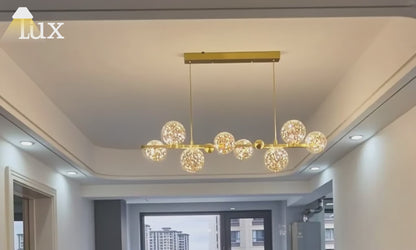 Nebula Modern Bubble Chandelier – Gold/Black Metal with Clear Crystal Glass for Kitchen