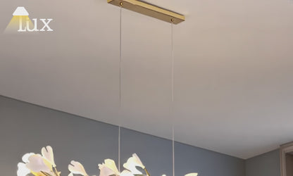 Excelis Art-Deco-Kronleuchter – Goldfarbene Keramik/Metall für das Wohnzimmer