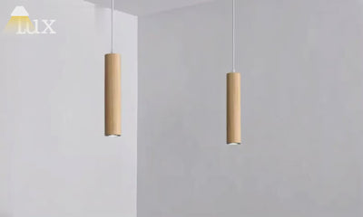 Lámpara colgante minimalista Arcato - Madera marrón/amarilla y acrílico para comedor