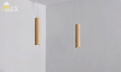 Arcato Minimalist Pendant Light - Brown/Yellow Wood & Acrylic for Dining Room