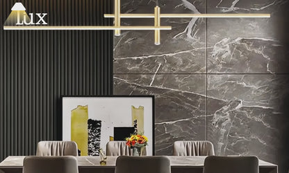 Arcato Modern Linear Pendant Light - Black/Gold Metal for Kitchen