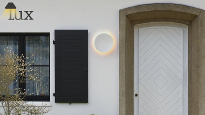 Solara Minimalist LED Outdoor Wall Lamp – Black/White Round/Square Porch Sensor Light