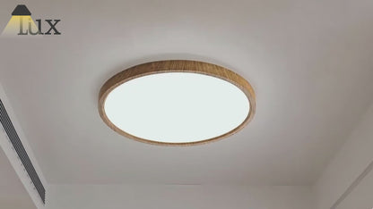 Zenno Modern Round Dimmable Ceiling Light – Wood/Acrylic for Living Room