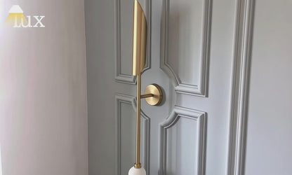 Excelis Modern Linear Wall Lamp - Gold Metal & Glass for Garden/Corridor