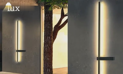 Lámpara de pared lineal LED moderna Arcato – Negra, con luz solar y sensor para exteriores